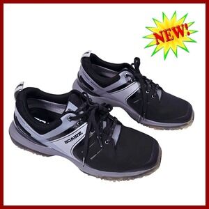 Sqairz Golf Shoes Men's 9 Black Gray Torque Generation System Spiked Cleats